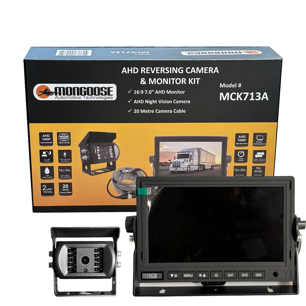 MONGOOSE 7" AHD/ HI DEF - REAR VIEW SYSTEM -- 3 CAMERA INPUT