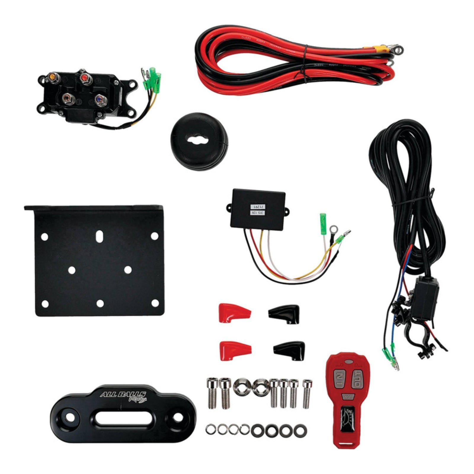 ALL BALLS 4 BOLT WINCH 3500LB with 39FT SYNTHETIC ROPE