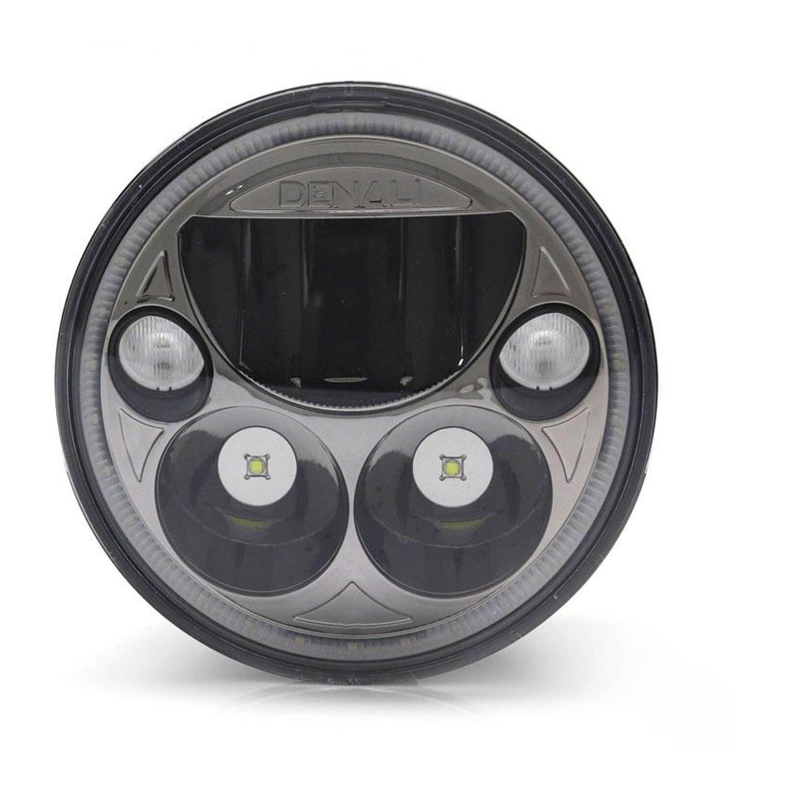 Denali M5 E-Mark LED Headlight Module, 5.75 Round, Black Chrome