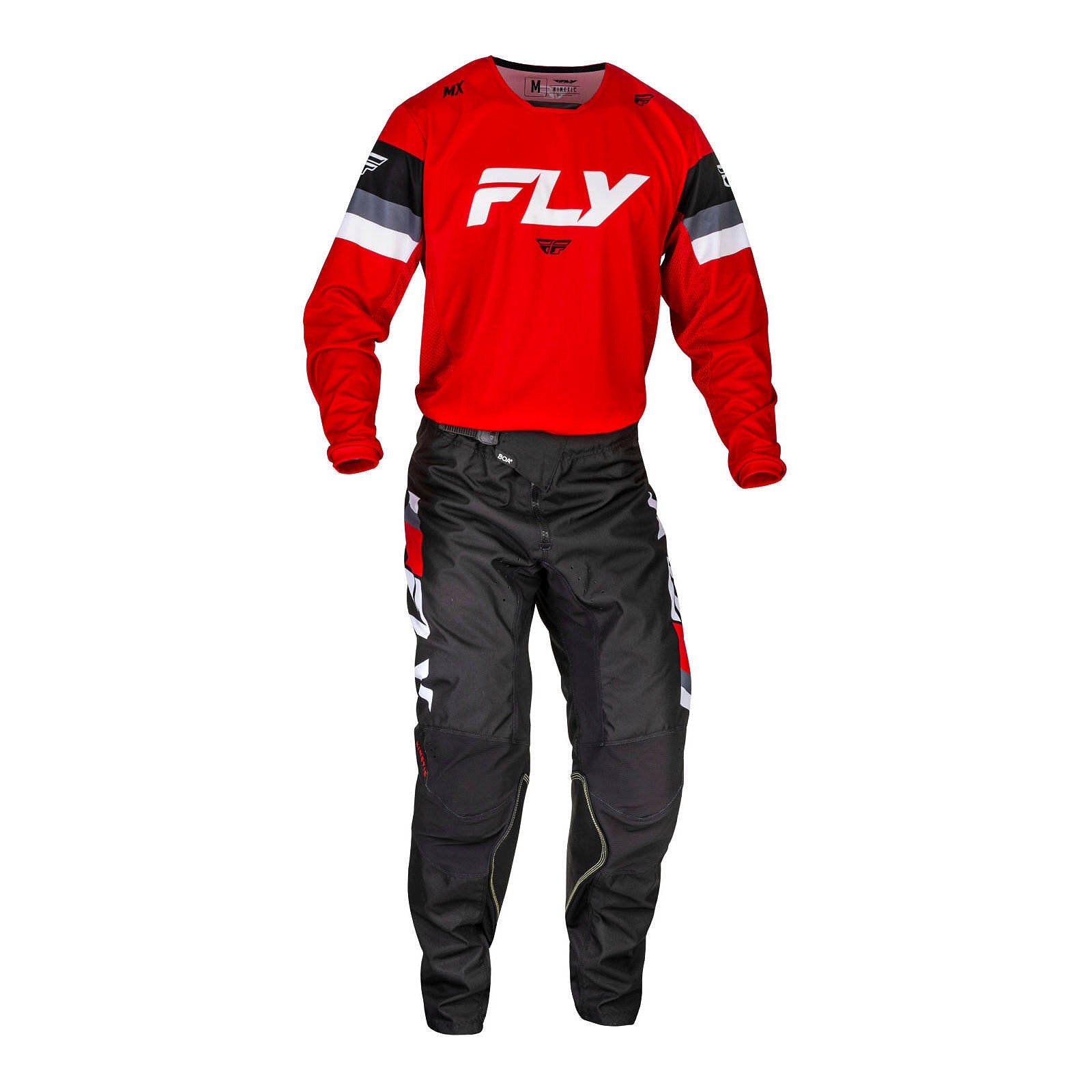 FLY Racing Youth Kinetic Prix Pants - Red / White / Grey