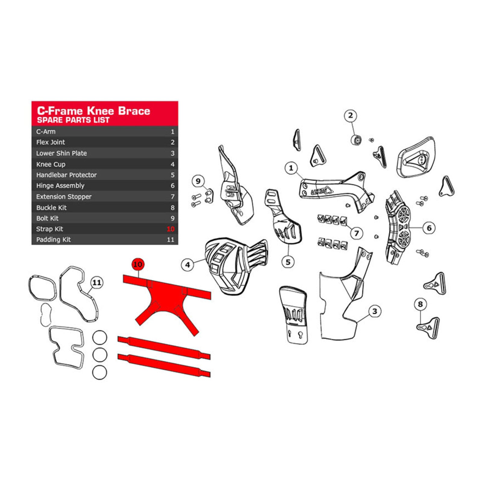 Leatt Strap Kit All C-Frame Carbon (Pair) (L/XL)