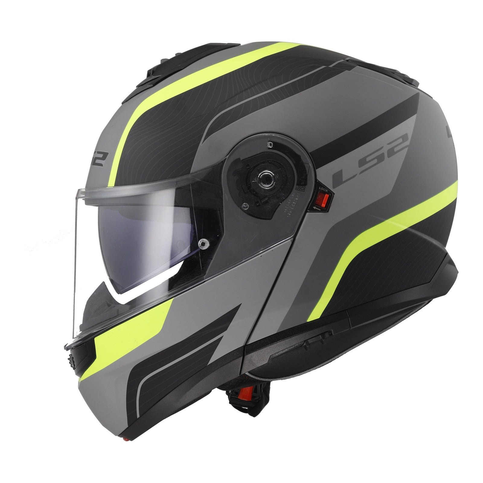 LS2 FF908 Strobe II Monza Flip Front Helmets - Matte Black / Hi-Vis Yellow 06