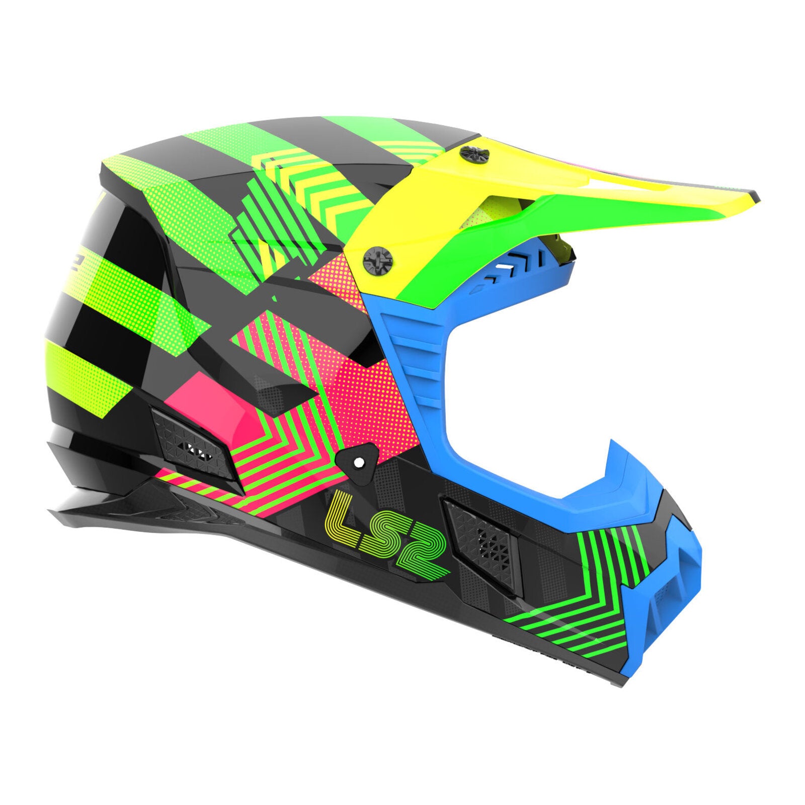 LS2 MX706J COZ Junior Helmet - Chromatic Black / Hi-Vis Pink