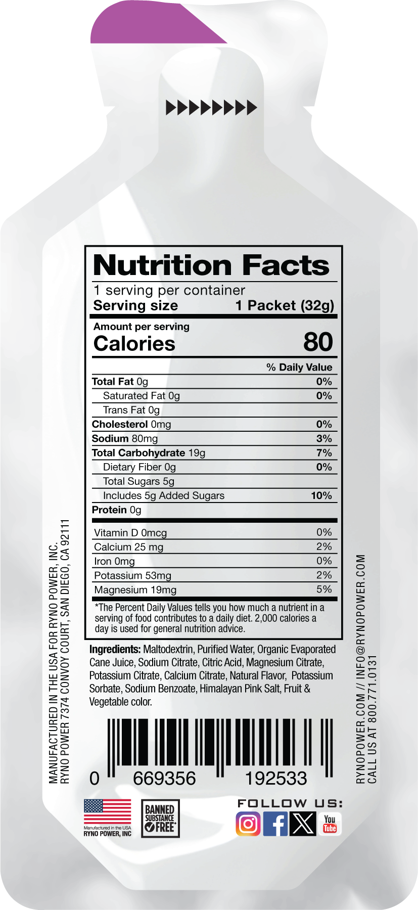Ryno Power Performance Gel Single Mixed Berries