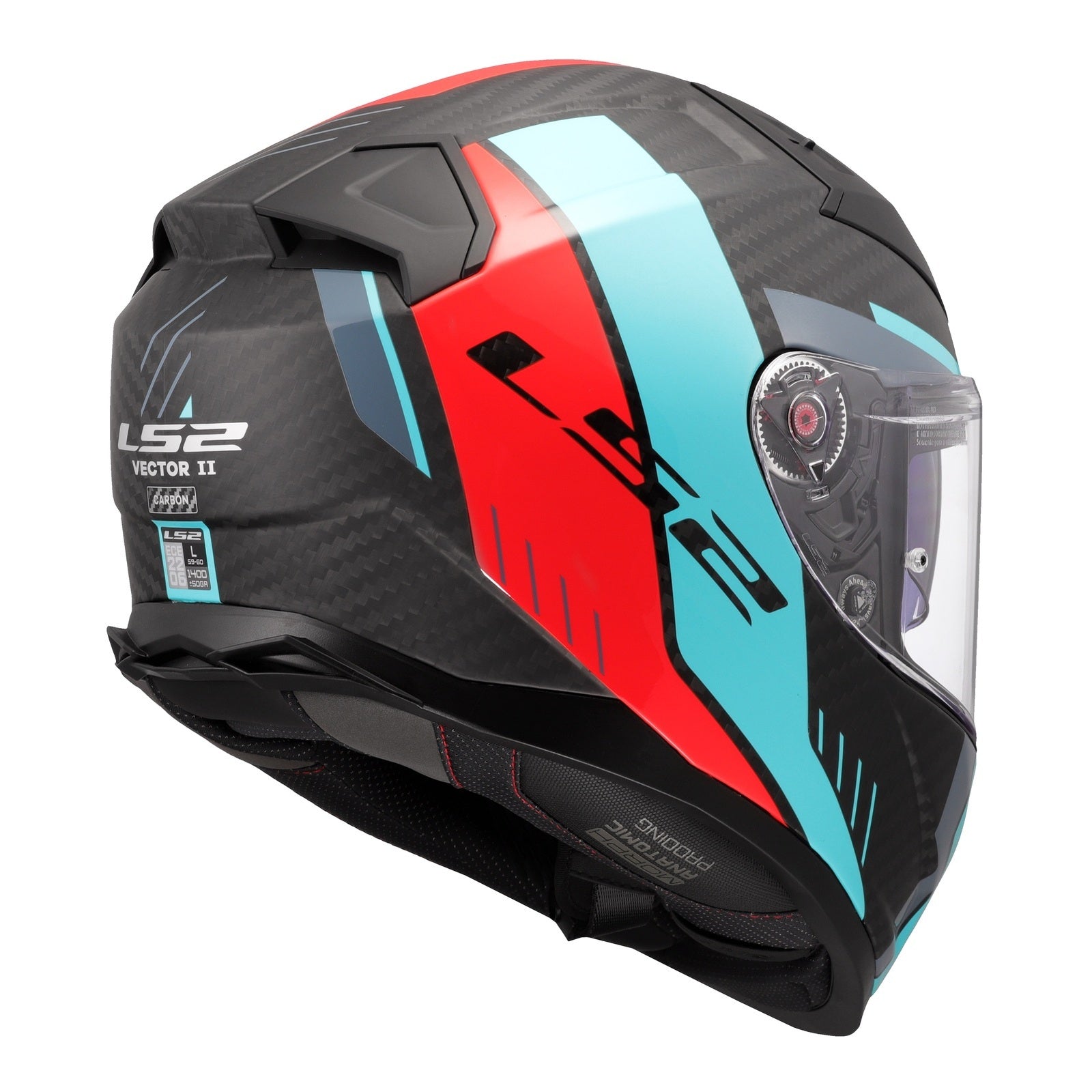 LS2 FF811 Vector II Carbon Grid Helmet - Red / Cyan