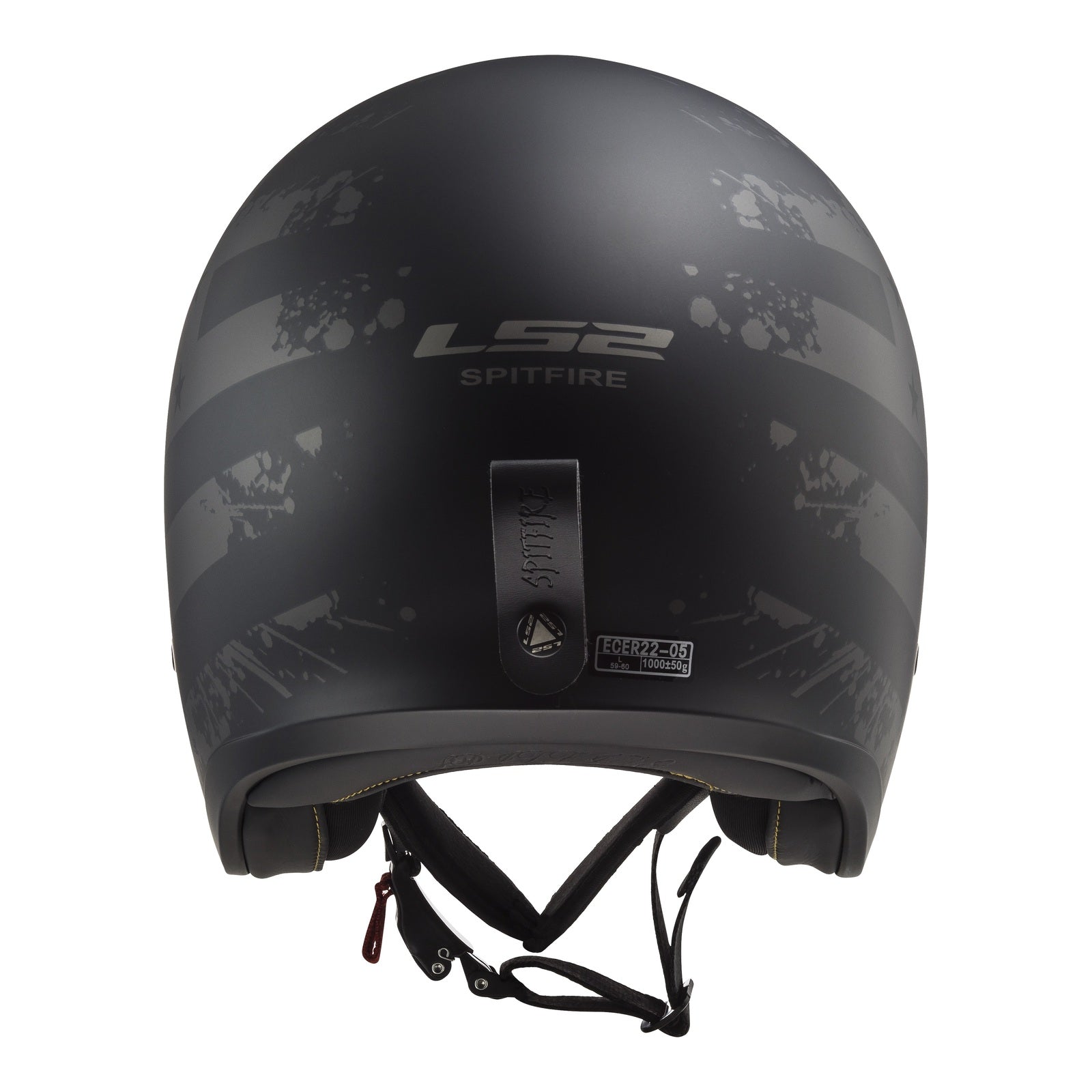 LS2 OF599 Spitfire II Flag Helmet - Matte Black 06