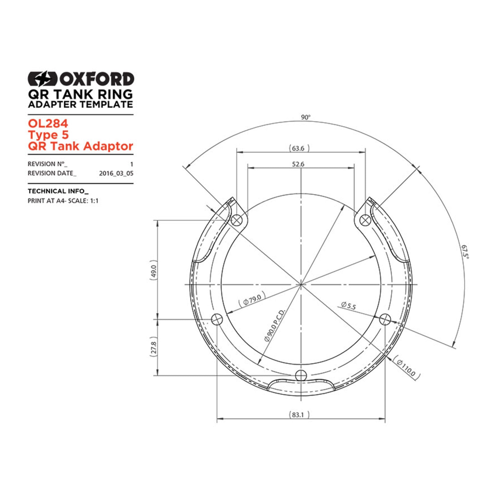 Oxford Quick Release Bike Adaptor - Type 5 (Yamaha & Ducati)