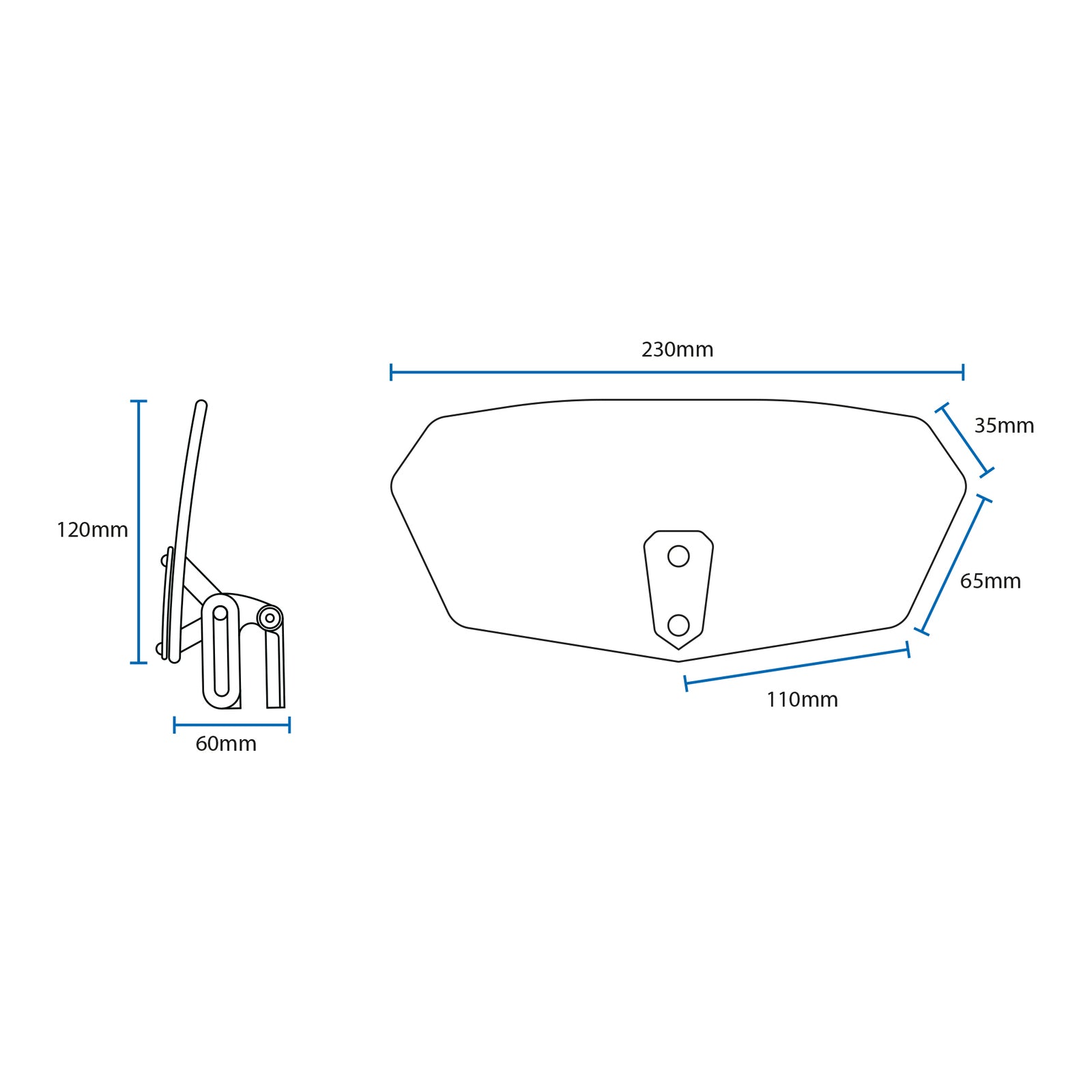 Oxford Wind Deflector Windshield - Clear 260 x 125mm