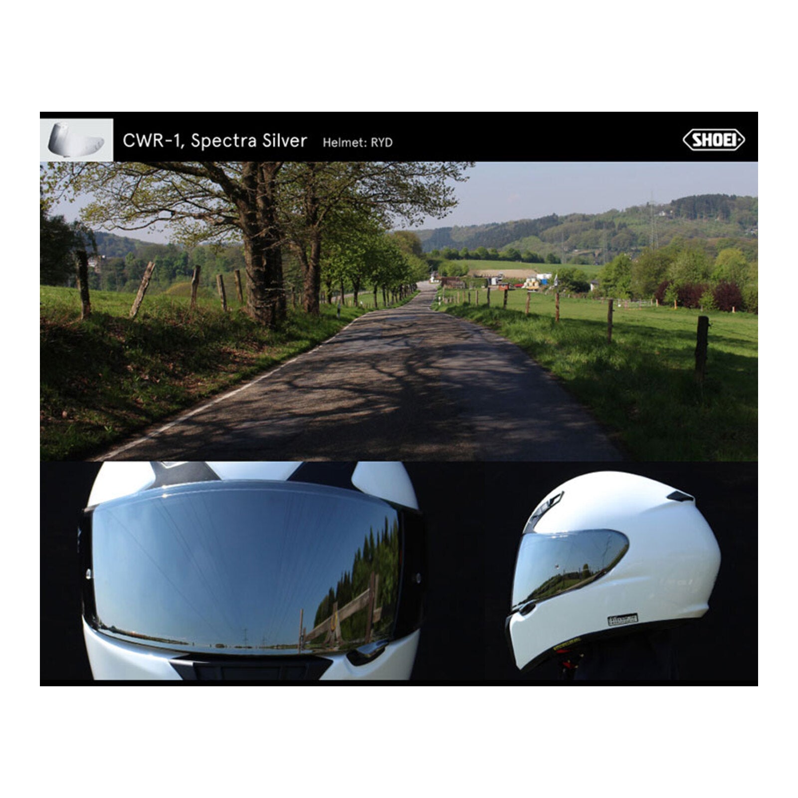 Shoei Visor NXR Ryd (X-Spirit 3 CWR-1) with Pin - Spectra Silver