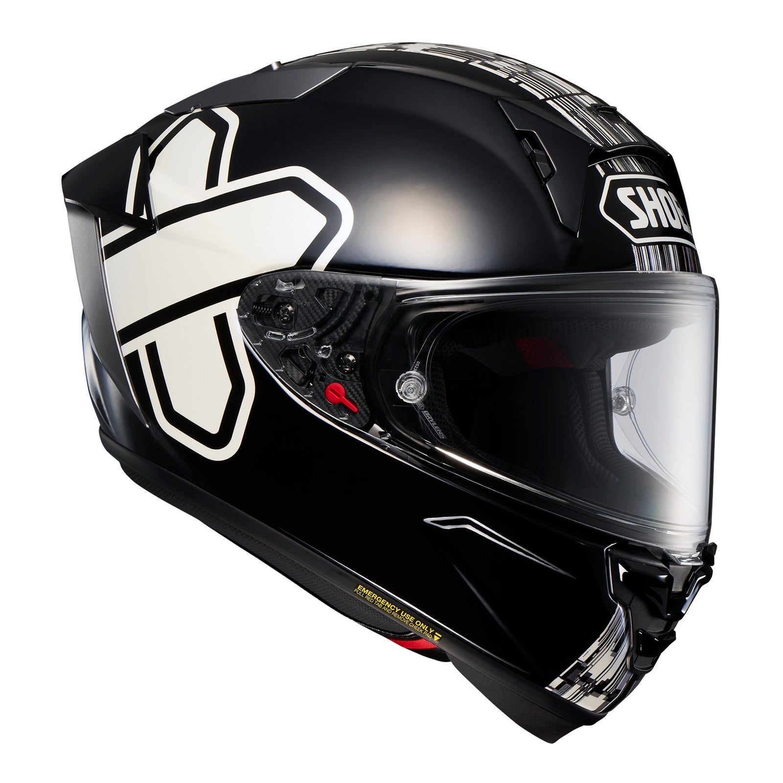 Shoei X-SPR Pro Helmet Cross Logo TC5 - Black / White